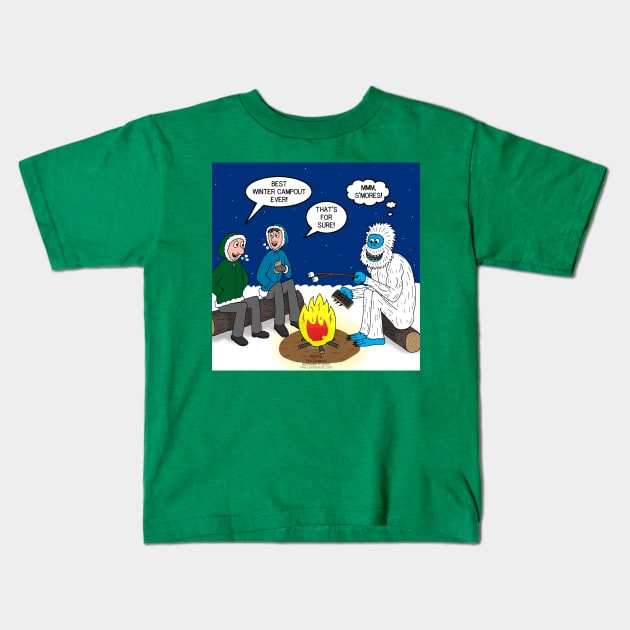 Yeti Winter Campout Kids T-Shirt by OutToLunch